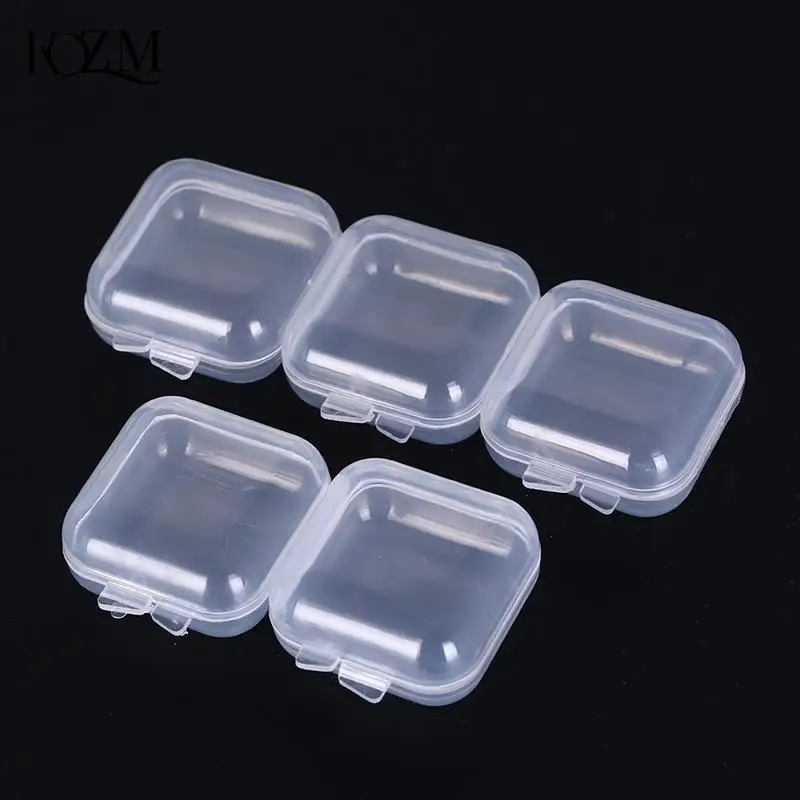 

5/10PCS Empty Plastic Clear Mini Empty Square Small Boxes Jewelry Ear Plugs Container Nail Art Decor Diamond Storage Case