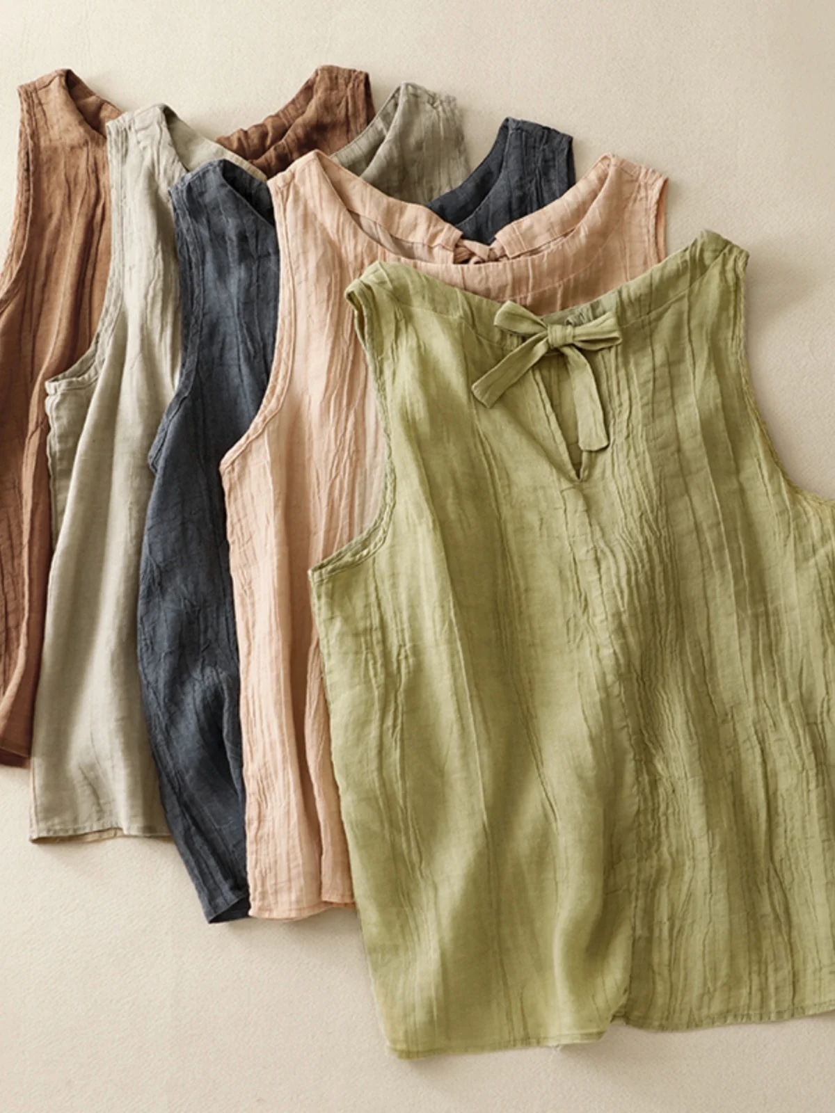 

Летний женский топ свободного кроя из лиоцелла, хлопка и льна, однотонный, в стиле ретро, для повседневной носки