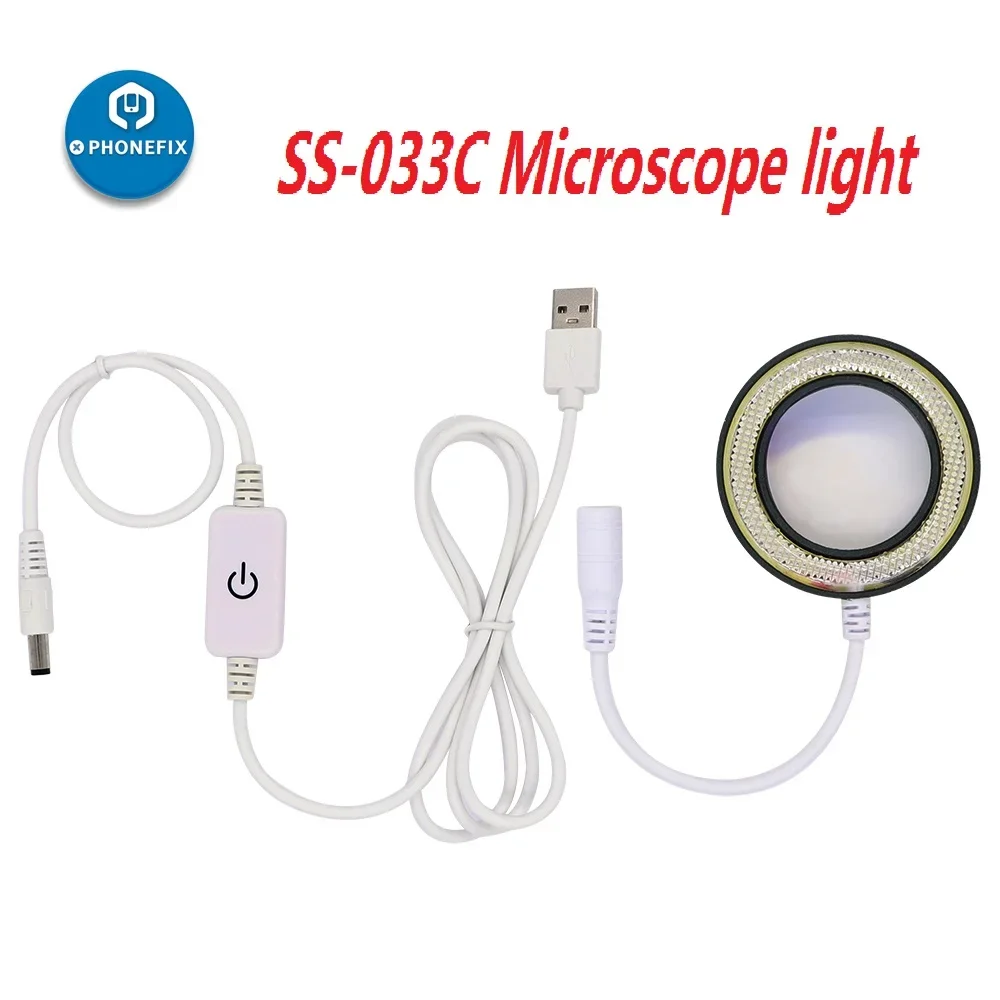 

SS-033C Microscope Sunshine Dustproof Mirror Adjustable Brightness LED Ring Light Source White Lamp Eye Protection Microscopio