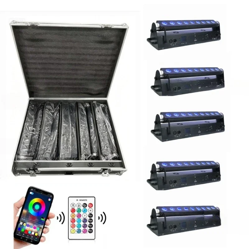 9-Piece 18W 6-in-1 LED Wall Washer, Battery Powered Wireless RGB Stage Party Wedding Lights