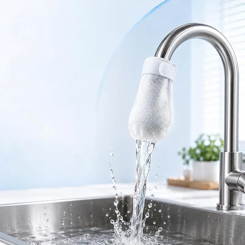 50/100pcs Universal Faucet Filter Cotton Anti‑splash Water Purifier Bag For Kitchen Sink Thickened Replaceable Faucet Filter