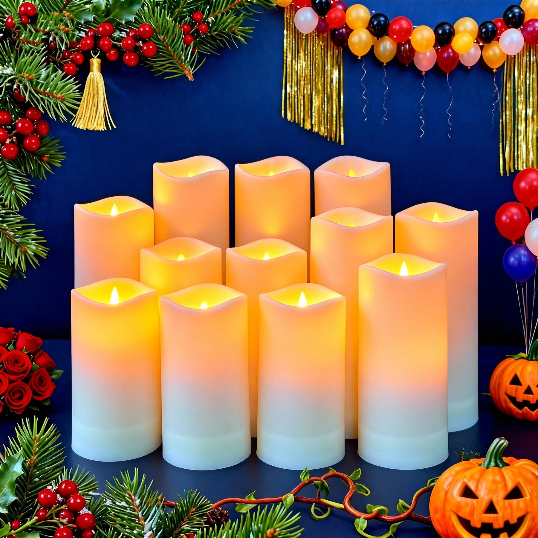 

12pcs Waterproof Indoor LED Candle Lights Set - Flameless Christmas Wedding Holiday Home Decorative Candles
