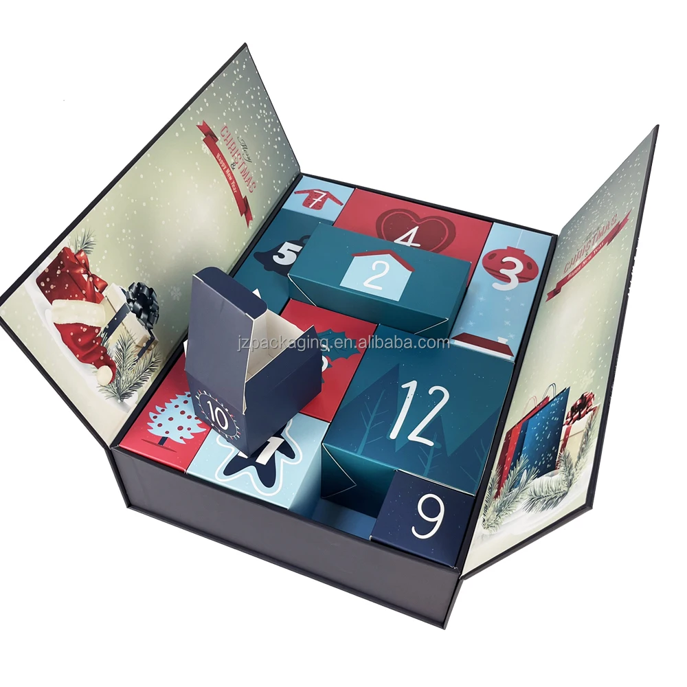 customized. custom. 2024 New Cosmetic Gift Advent Calendar Box Paper Box Luxury Advent Calender Custom Price Christmas Advent Ca
