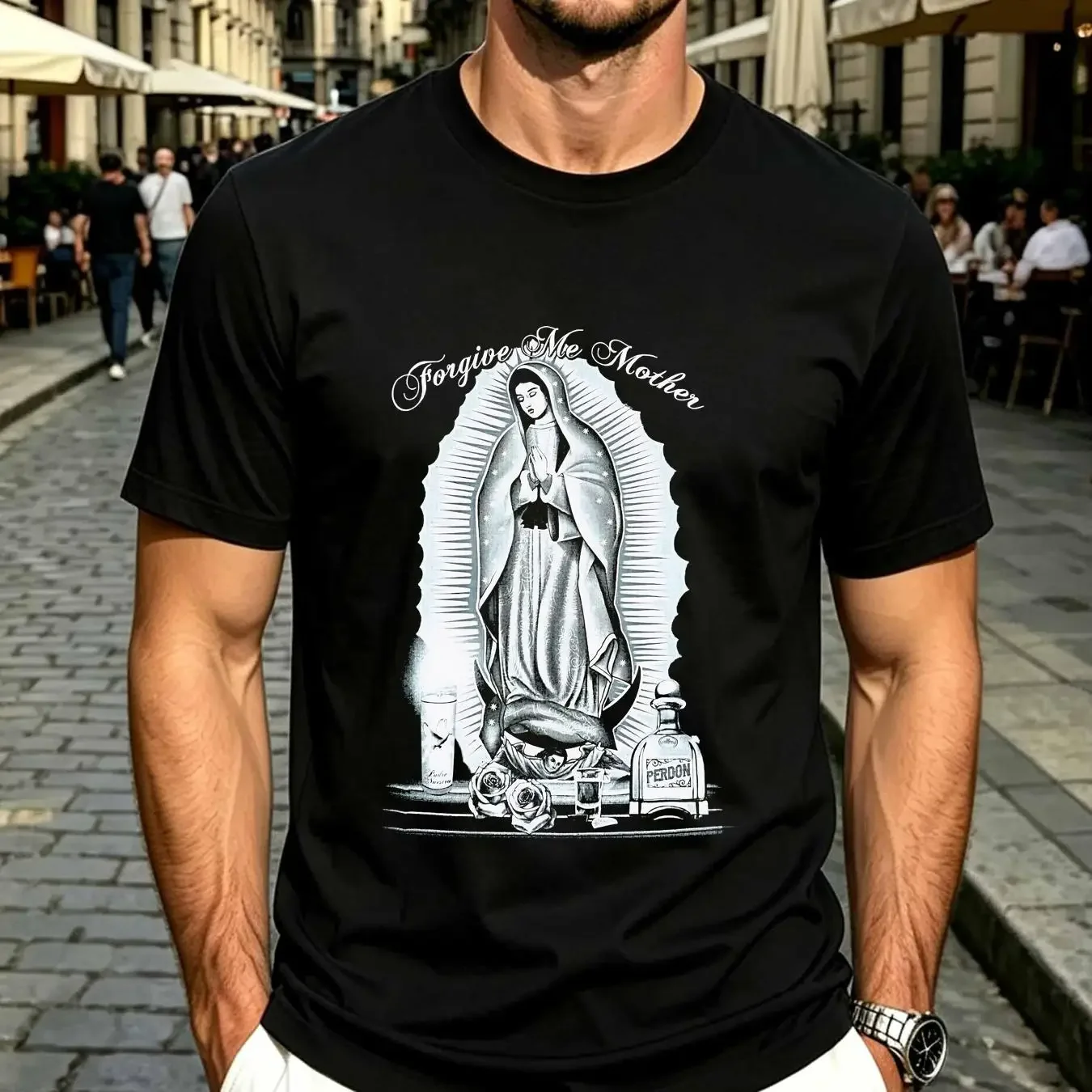 washed T Shirt Forgive Me Mother Our Lady of Guadalupe Blessed Virgin Mary Prayer vintage Washed Stylish Soft Stretched