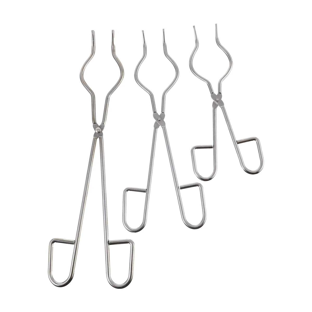 

3pcs Crucible Tongs Stainless Steel Laboratory Accessories Flask Clamp Ceramic Clamp Chemical Supplies High Temperature Teaching