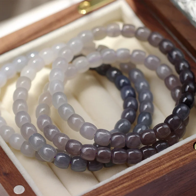 

Natural Single Circle Purple Gradient Color Hetian Jade Bracelet Versatile Item