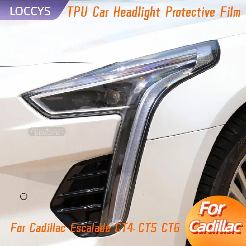 

For Cadillac Escalade CT4 CT5 CT6 Car Headlight Protection Tint Film Smoke Black Transparent TPU Front Light Sticker Accessories