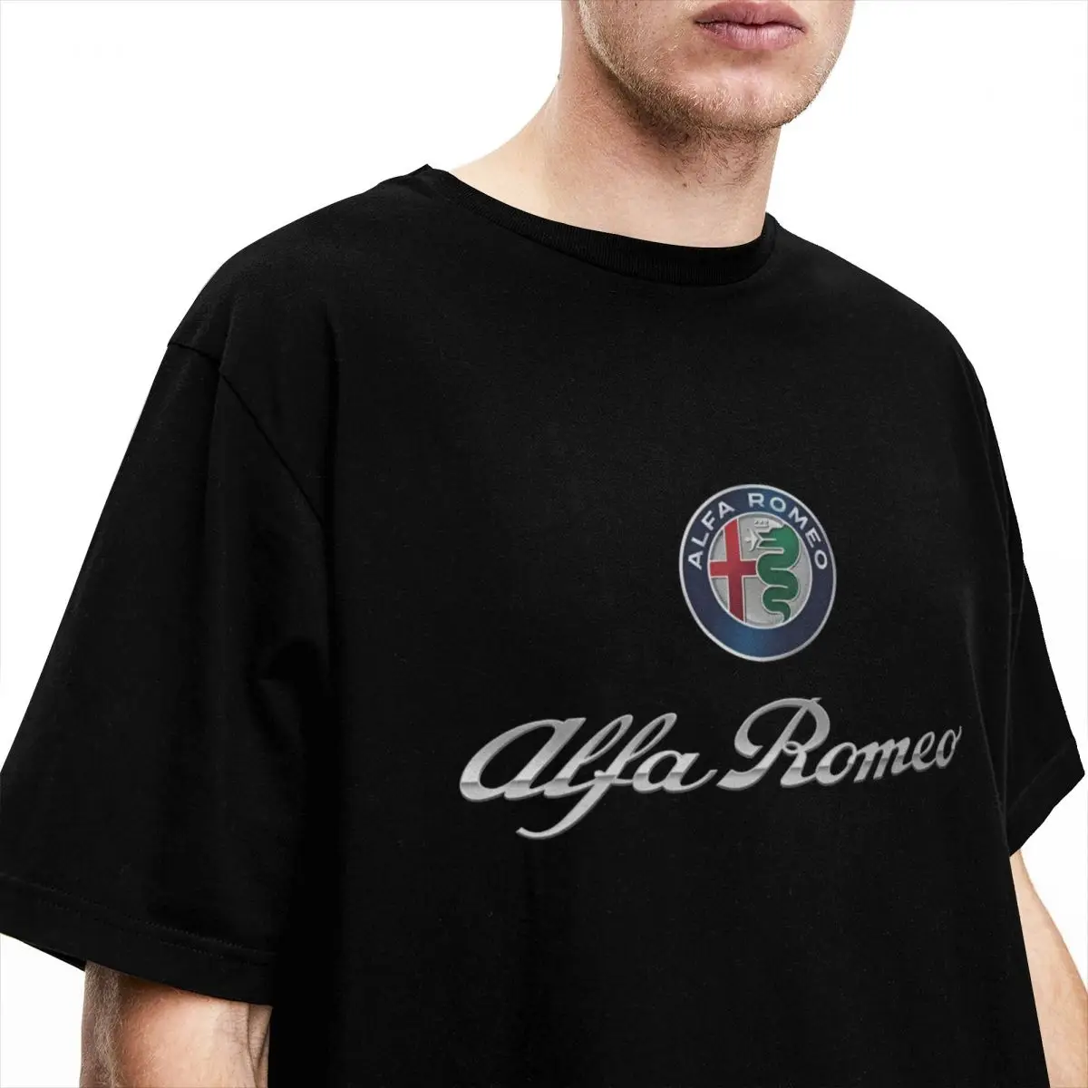 A-Alfas-Romeoed T-Shirt Male Italian Car Streetwear 100% Cotton T Shirts Beach O Neck Harajuku Tee Shirt Print Oversize Tops