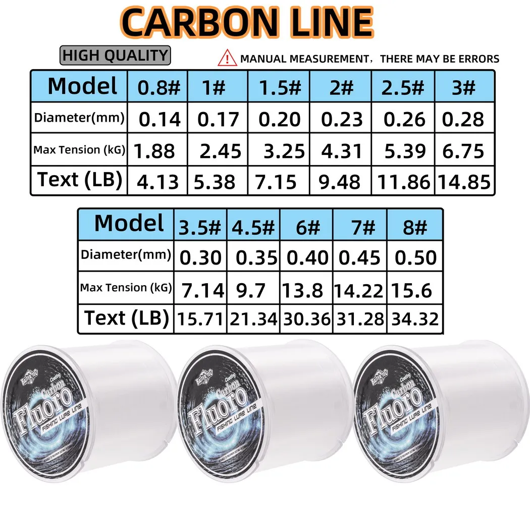 300m Full Sink Fluorocarbon Fishing Line 0.14mm-0.50mm 4-34LB Carbon Fiber Line Monofilament Carp Fishing Lines Leader Japanese