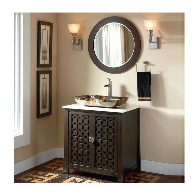 Modern luxury furniture sink mirror vanity wooden bathroom cabinet