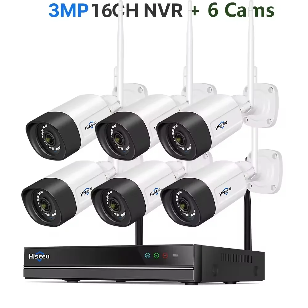 Hiseeu Système de Caméras de Surveillance WiFi 5MP 6