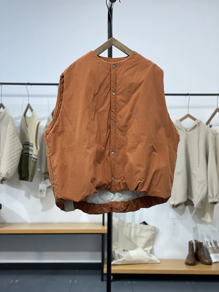 Gilet chaud en coton pour femmes, Jaet décontracté, superposition Faion, vêtements d'extérieur d'automne et d'hiver, détail de boutons ronds Ne