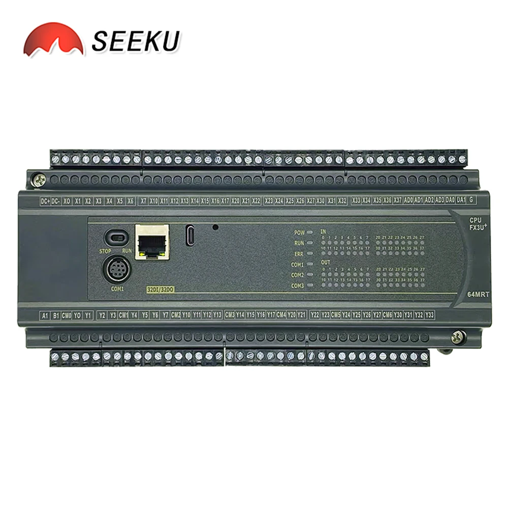 Industrial FX3U PLC Controller 4 CH 0-10V AD 2CH K-Type/PT100 4CH NTC Built-in RTC Ethernet RS485 Modbus RTU 60/64MR MT
