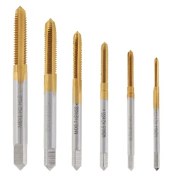 Metric HSS Titanium Coated Thread Tap Drill Bits Straigh Flute Right Hand Screw Thread Machine Tap M2 M2.5 M3 M4 M5 M6 Hand Tool