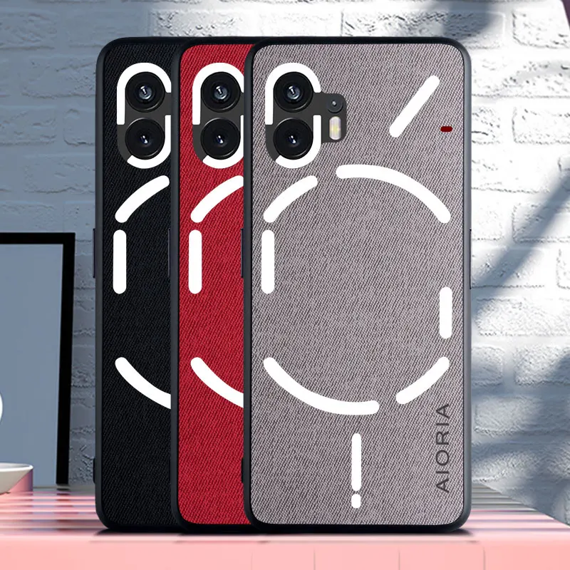 Textil-Lederhülle für Nothing Phone 2 1 Weiche TPU-Umrandung Harte PC-Rückseite Schutzhülle Nothing Phone 2 Case