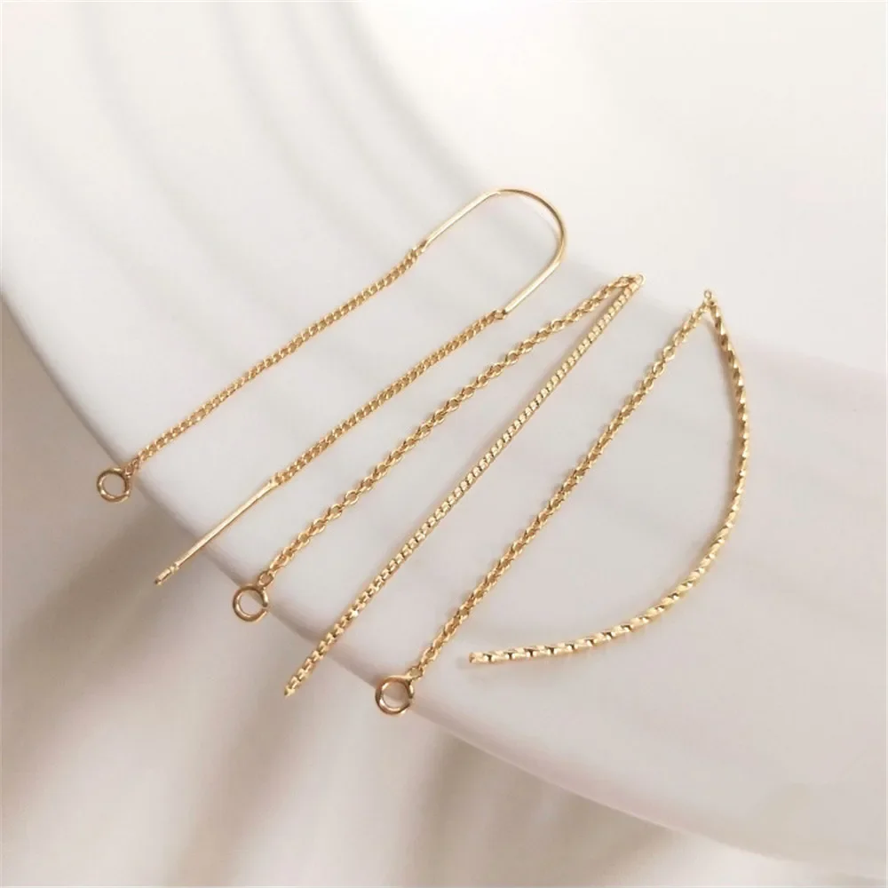 

14K Gold Plated Fashion U-shaped ear-line, patterned thread, lengthened, DIY ear-ring, ear-hanging accessories