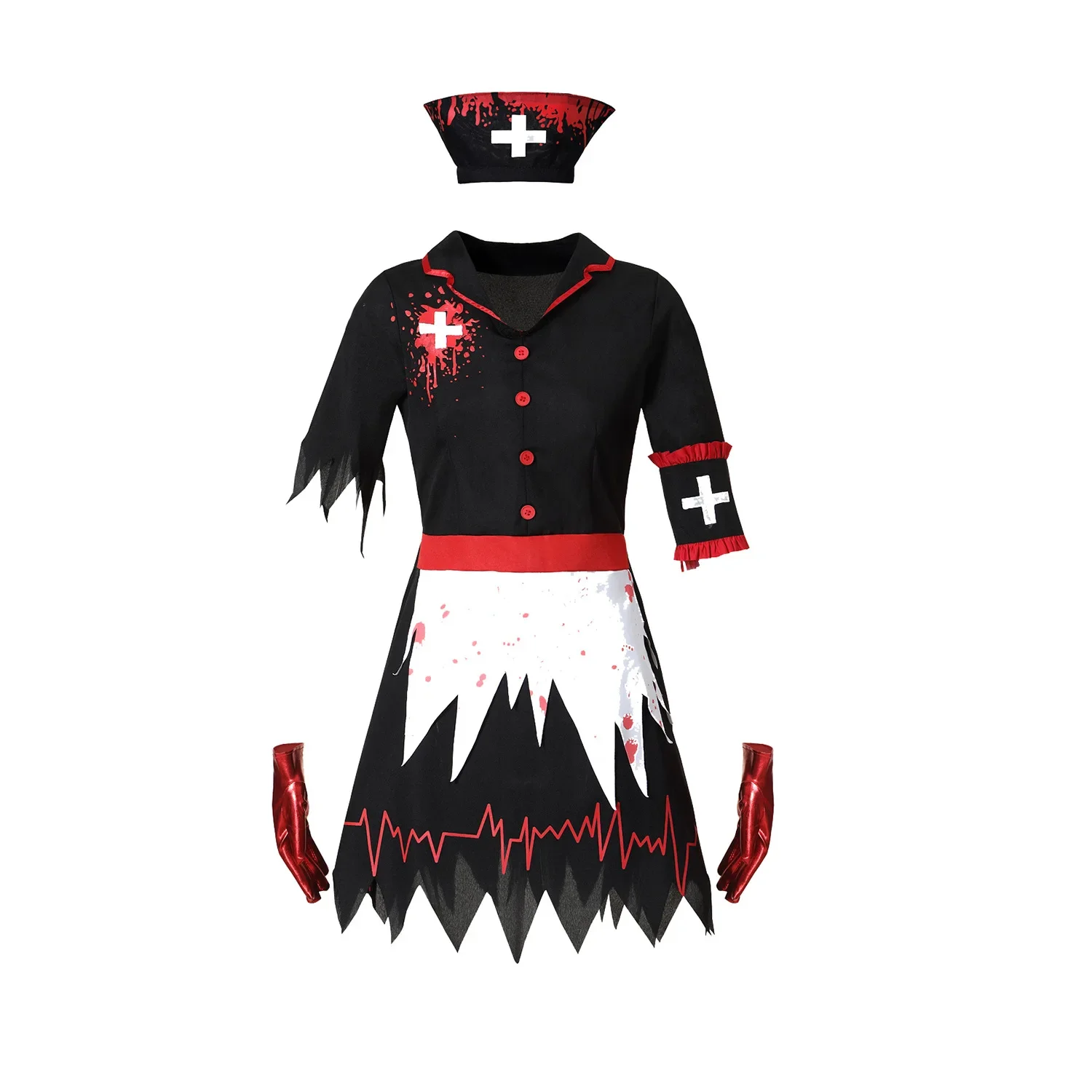 Costume da infermiera horror sanguinante Carnevale Halloween Spaventoso vampiro zombie Cosplay Fancy Party Dress