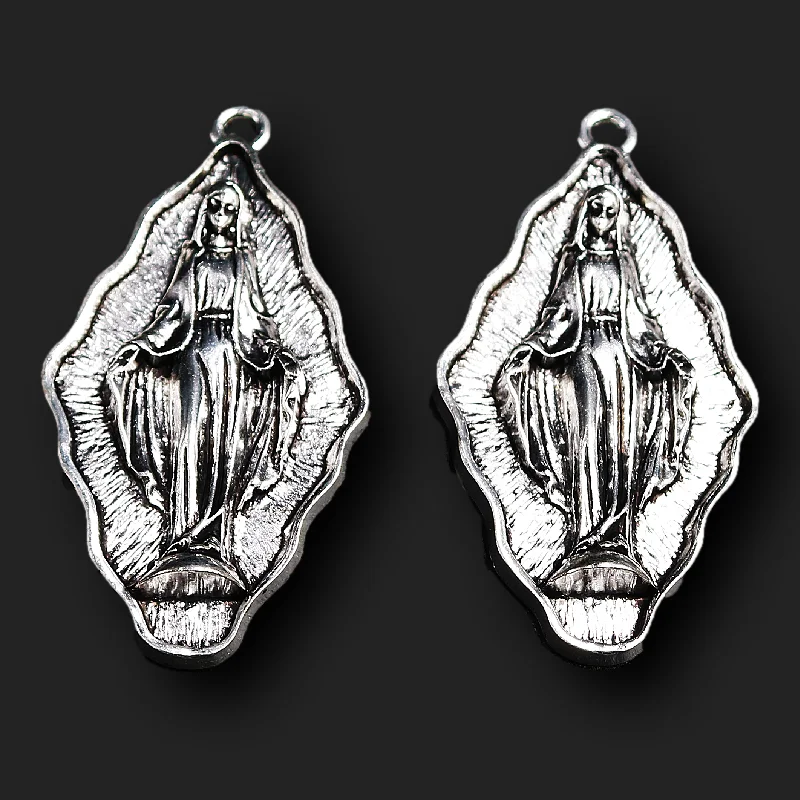 4pcs Mixed Silver Plated Catholic Our Lady of Guadalupe Metal Relief Pendant DIY Charms Necklace Jewelry Crafts Making A1231