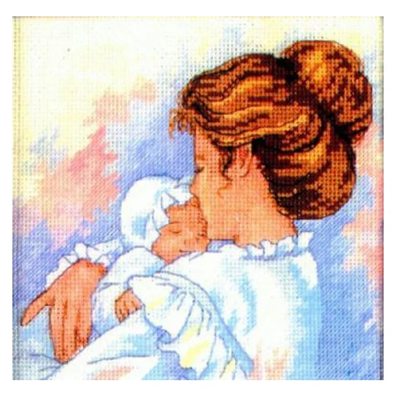 Gold Collection Lovely Counted Cross Stitch Kit Tenderness A Mother's Lasting Love Mother Mum and Baby Infant Kid Child dim