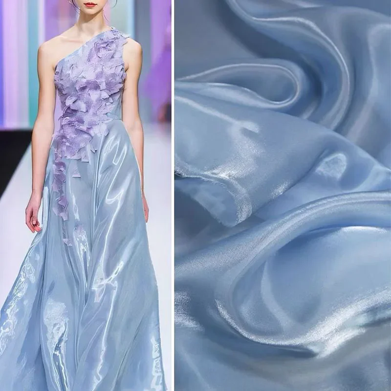 

Glossy Liquid Water Gloss Yarn Fabric High-density Sparkling Crystal Organza, Clothing Dress Designer Fabric