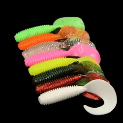 Sea Yolo 5cm/6cm/7cm 10Pcs/Pack Eight Color Curly Tail Maggot Soft Fishing Bait Luya Bait Artificial Lure For Carp Fishing Lure