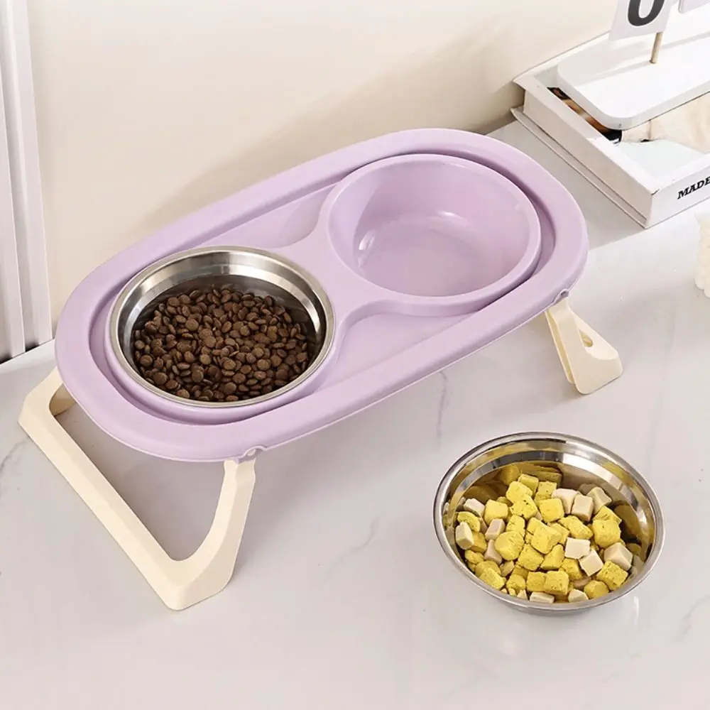 Practical With Stand Pet Bowl Non-Slip Large Capacity Dog Food Bowl Protect Cervical Spine 2-in-1 Dog Food Container