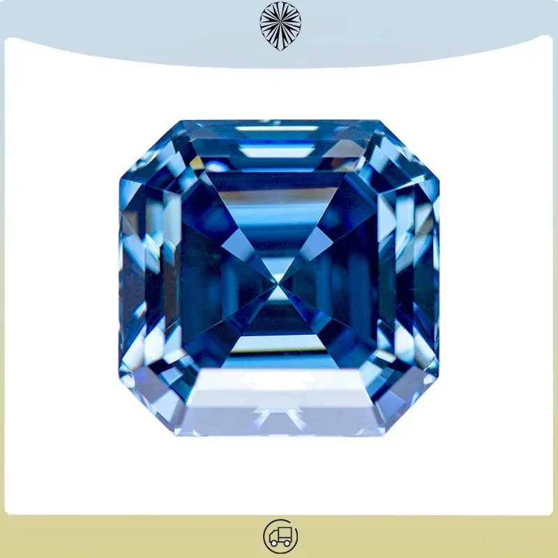 

Moissanite Stone Asscher Cut Natural Royal Blue Color Lab Grow Diamond Wholesale Gemstones with GRA Certifies