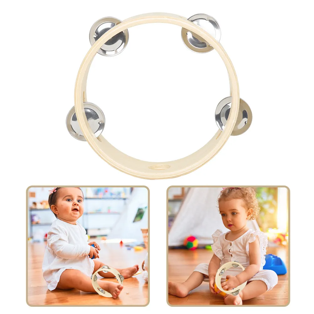 

6 Inch Bell Hand Drum Circle Premium Wood Craft Music Instrument for Children's Rhythm Learning Motor Skill Coordination
