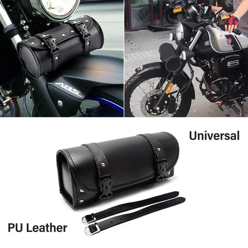 

Waterproof Motorcycle Tool Bag PU Leather Pannier Saddlebag Bike Fork Handlebar Bags for Chopper Bobber Cruiser Sportster XL 883