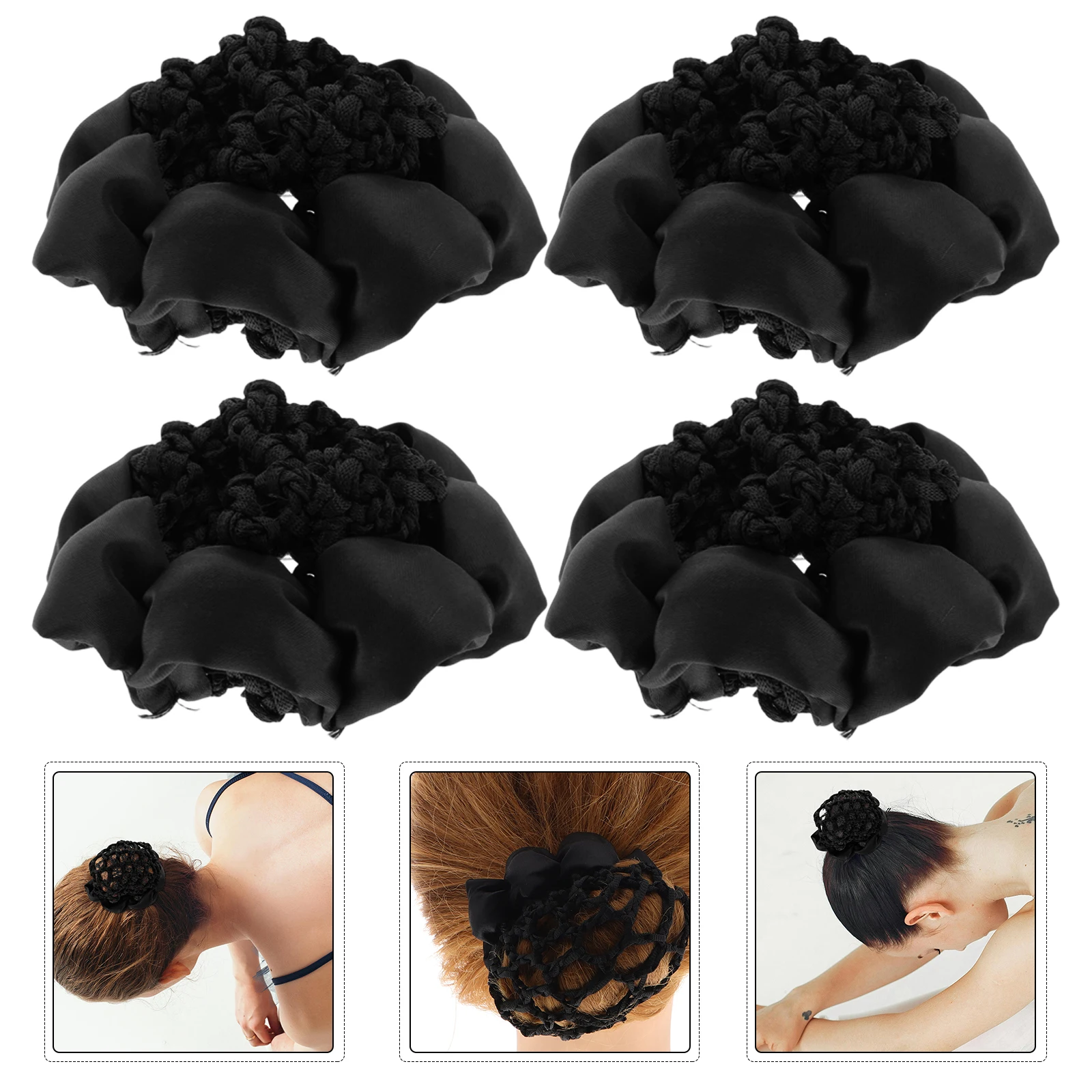 

5pcs Black Hair Bun Nets Reusable Invisible Hairnet Holders Styling Accessories For Nurses Waitresses Flight Attendants Elastic