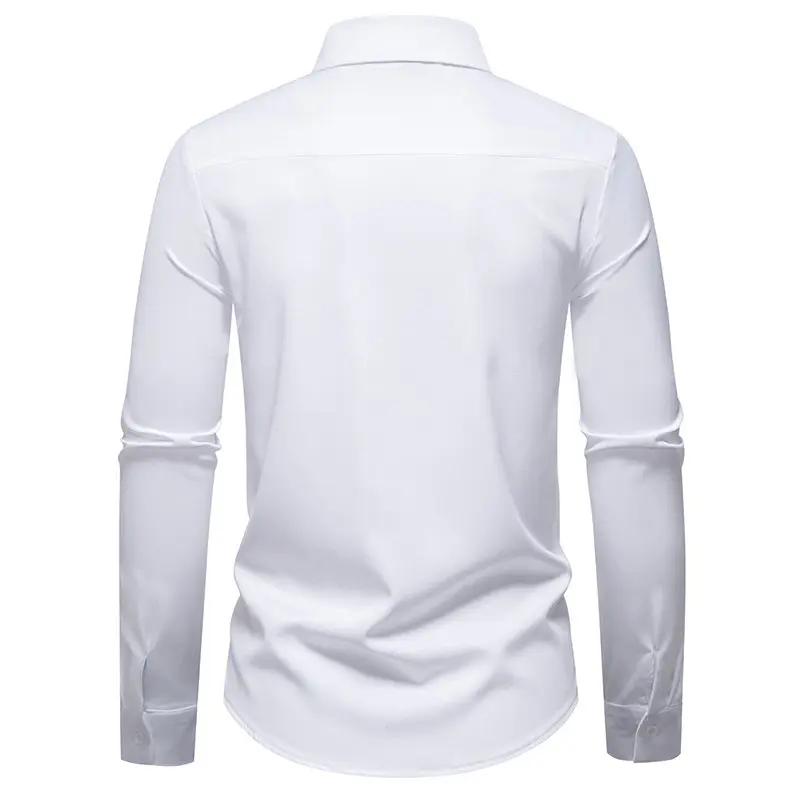 New Autumn Men's Fashion Printed Long Sleeve Shirt Solid Versatile Shirts Casual Social Wedding Party Business Office Nightclub