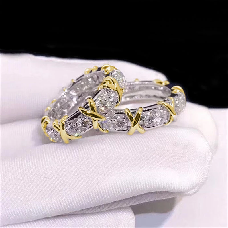 Two-tone Cross Hollow Rhinestones Ring in Two Colors Accessory For Events, Parties, And Daily Wear image 5