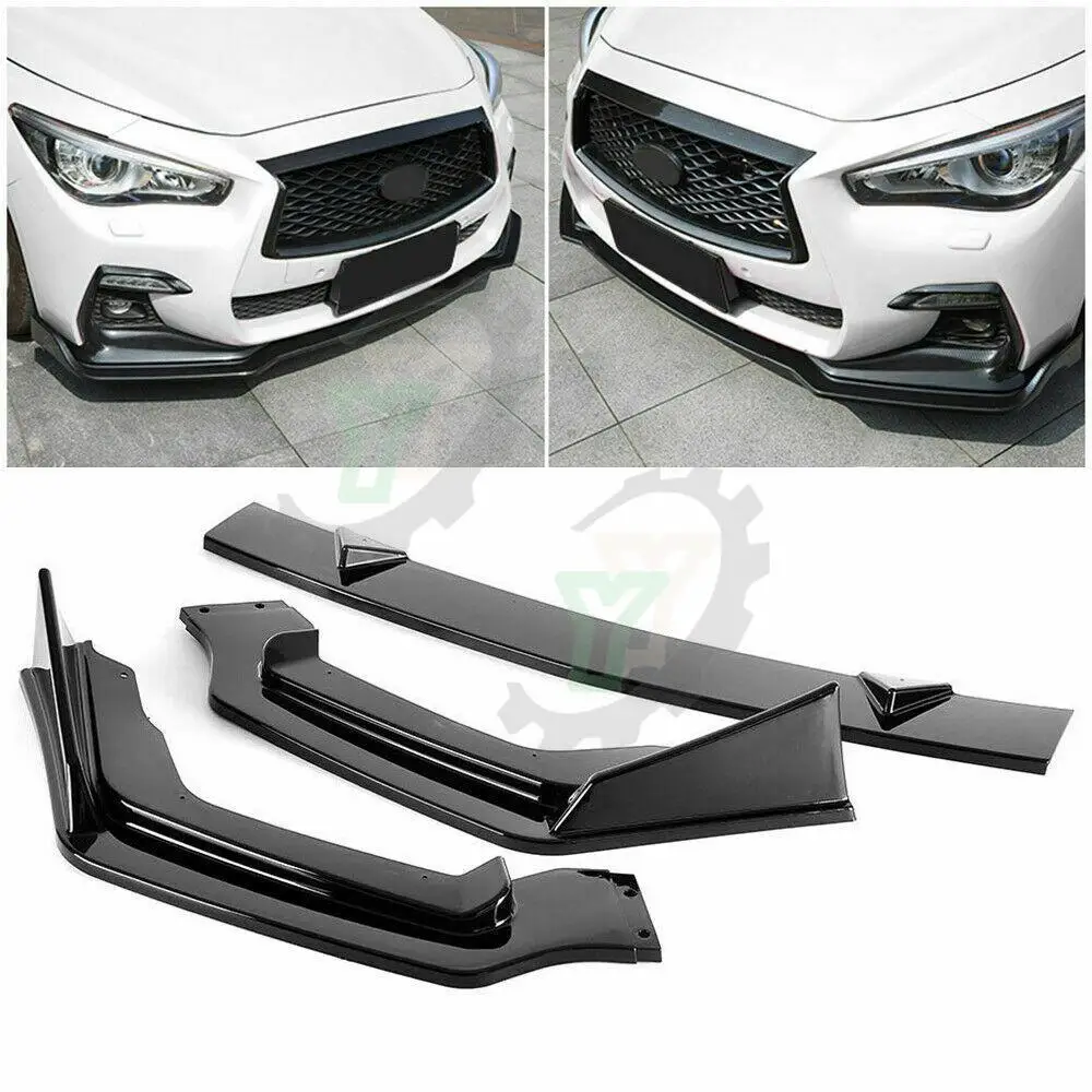 

3PCS Car Front Bumper Lip Spoiler Splitter Diffuser Detachable Body Kit Cover Guard For Infiniti Q50 Sport 2014 2015 2016 2017