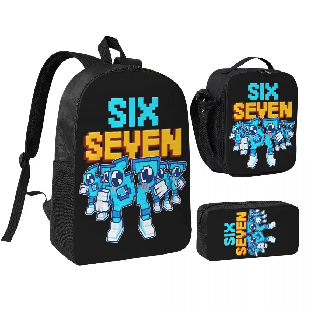 Steal A Brainrot Six Seven 67 Italian Brainrot Gaming 3pecs/set Backpack for Student Daypack Lunch bag Pencil Case