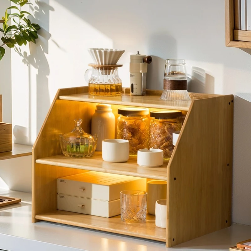 

Современный многофункциональный настольный шкаф для хранения, двухслойный настольный органайзер, пылезащитная эстетическая полка для дисплея, подстаканник премиум-класса