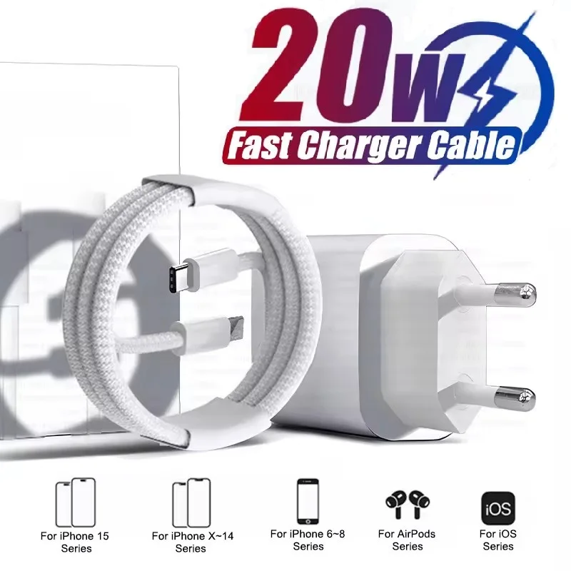 

For PD 20W Type C Charger For Phone 17 16 15 14 13 12 11 Pro Max Mini X XR 8 Plus Fast Charging Cable for Samsung Moto
