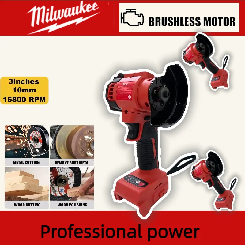 Milwaukee para 20v18vbateria 3 Polegada moedor de ângulo sem fio máquina polimento moagem elétrica moedor corte diamante ferramenta elétrica