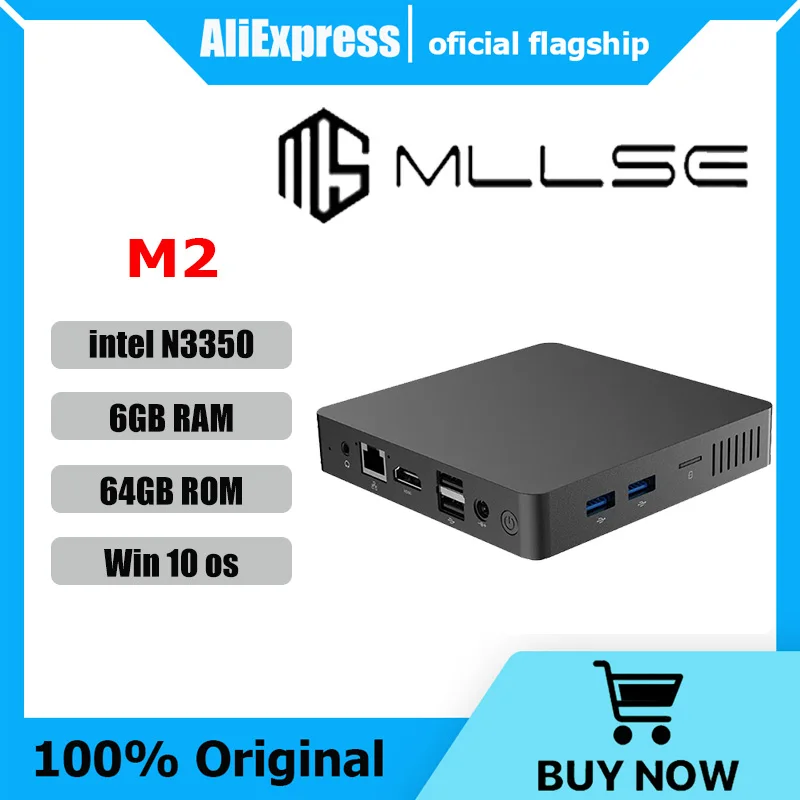 MLLSE M2 Mini PC Intel N3350 6GB RAM 64GB SSD Windows 10 PC Dual-Band WIFI/Bluetooth All In One HDMI MINI Computer