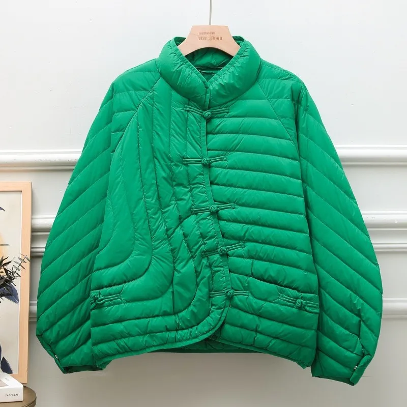 Women 90% Ultra Light White Duck Down Jacket Oversize Loose Causal Short Puffer Coat Autumn Winter Vintage Female Parkas