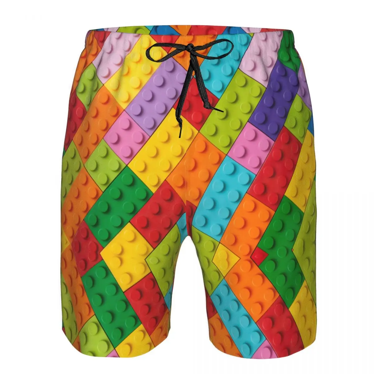 Calção de banho masculino, calças prancheta de surf, roupas de praia, shorts, padrão bloco