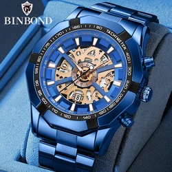 BINBONG Luxury Men's Watches Stainless Steel Band Fashion Waterproof Quartz Watch For Man Calendar Male Clock Reloj Hombre S033