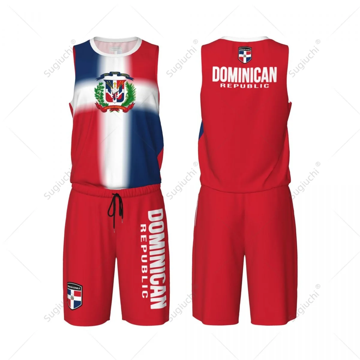 

Мужской баскетбольный трикотаж с флагом Доминиканской Республики, сетчатая рубашка и брюки без рукавов