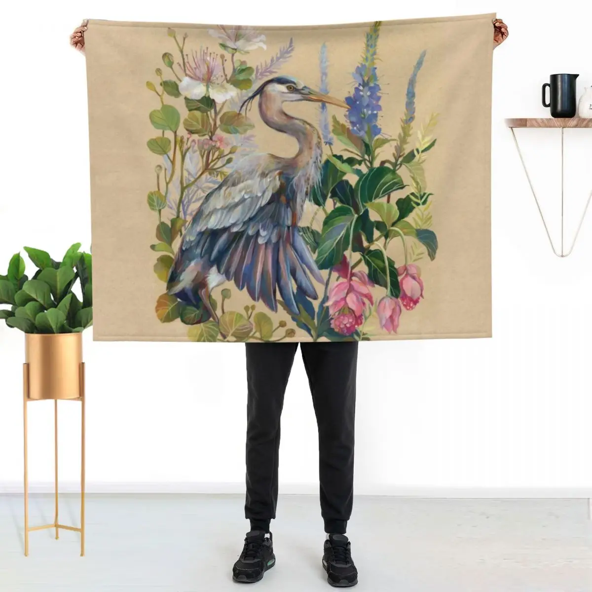 Blue Heron Floral Throw Blanket Thermal For Decorative Sofa for sofa decorative valentine gift ideas Travel Blankets