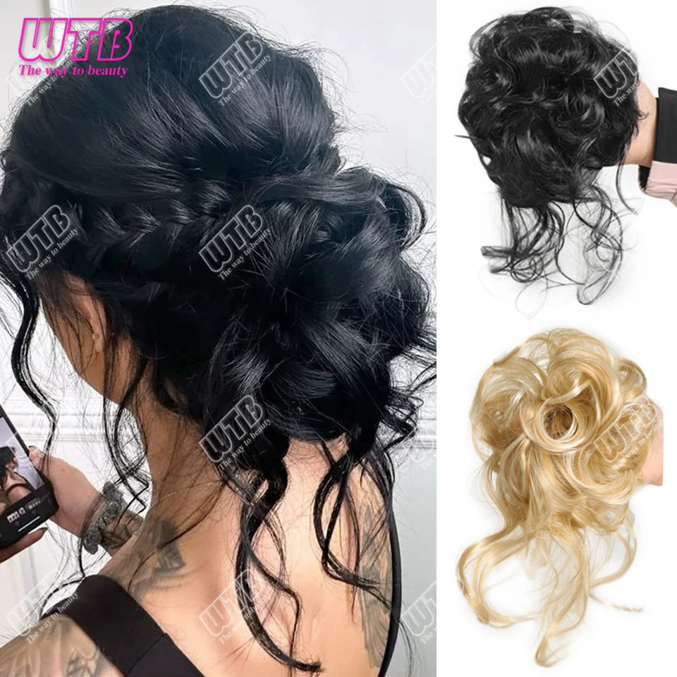 

Synthetic Hair Bun Wig Female Hair Bun Wig Lazy Long Hair Ring Wig Fluffy Natural Messy Wig