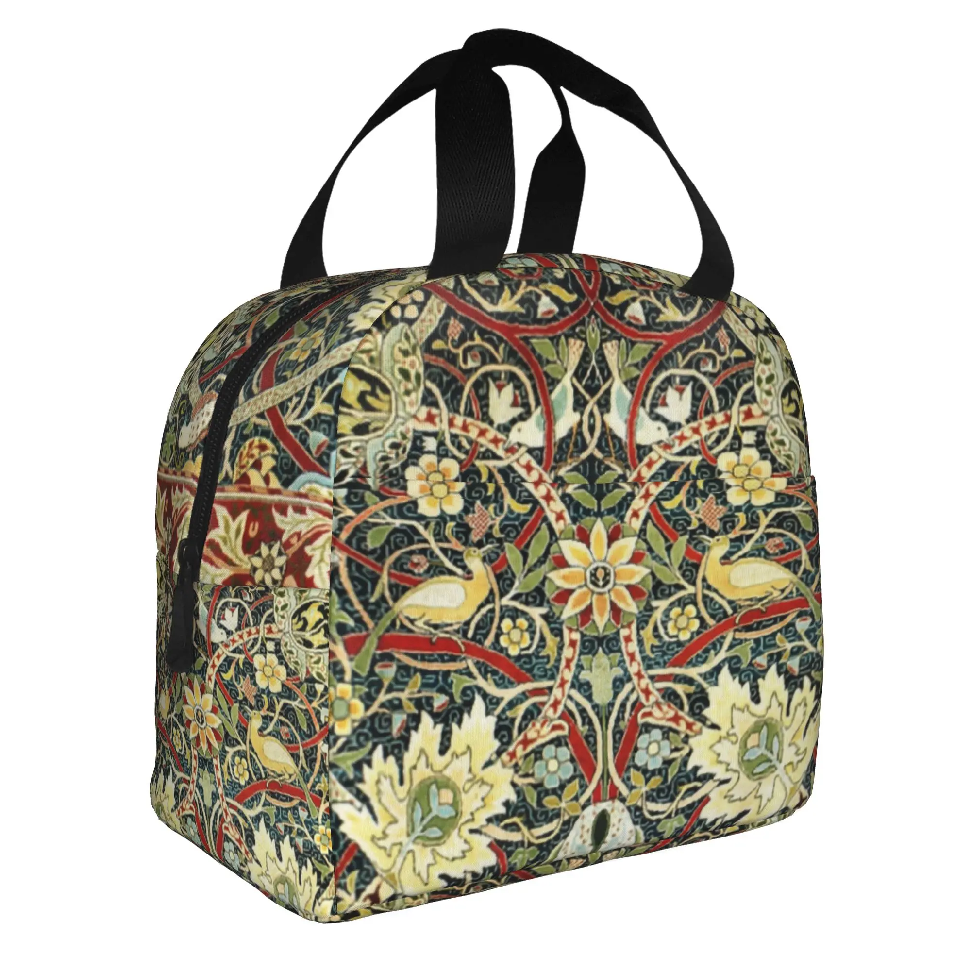 William Morris Insulated Lunch Bag for Work School Textile Pattern Resuable Cooler Thermal Bento Box Women Men
