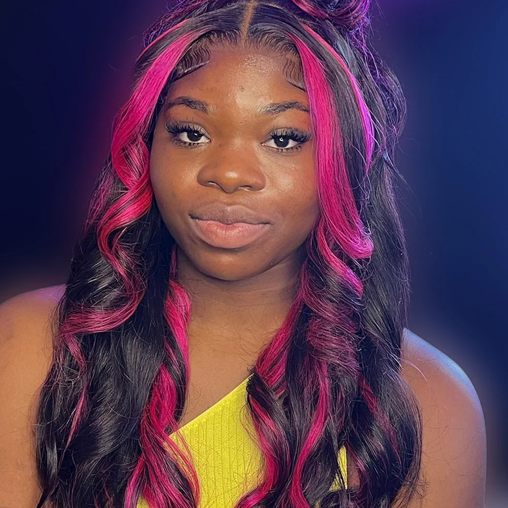 تسليط الضوء على الوردي/الأسود 13x4 شعر الإنسان الدانتيل الجبهة الباروكات الجسم موجة الملونة شقراء 613 شعر مستعار للنساء 100% خصلات الشعر المستعار الإنسان الخام #3