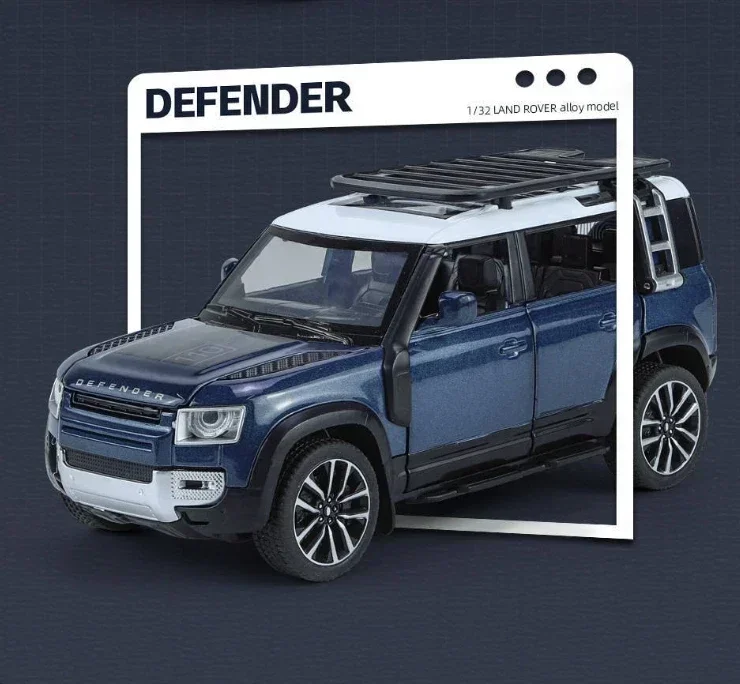 1:32 Land Rover Defender 110 SUV Off-road car Diecast Metal Alloy Model car Sound Light Pull Back Collection Kids Toy Gift