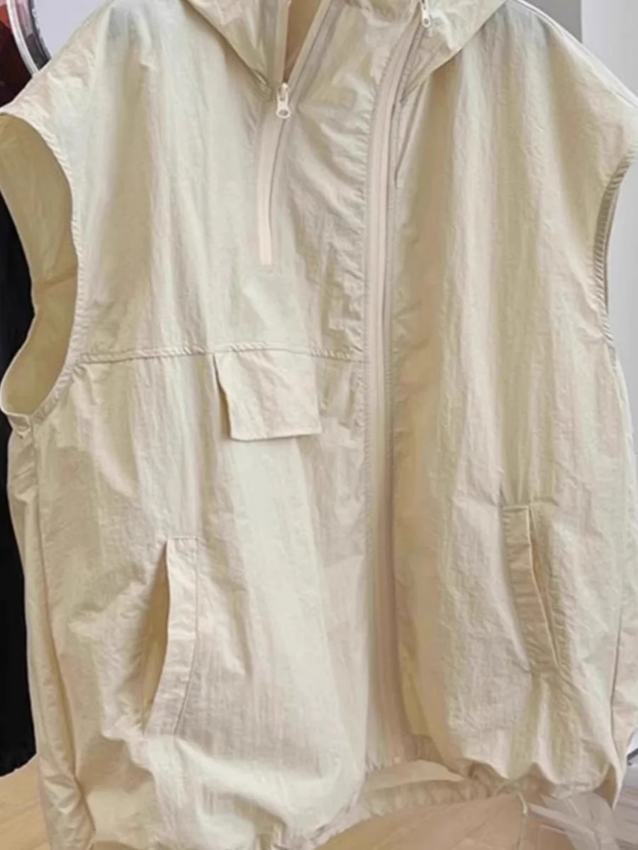 

Легкий жилет свободного покроя, летняя майка с капюшоном Qui Dry, молодежная модная повседневная верхняя одежда 300, размер Pou