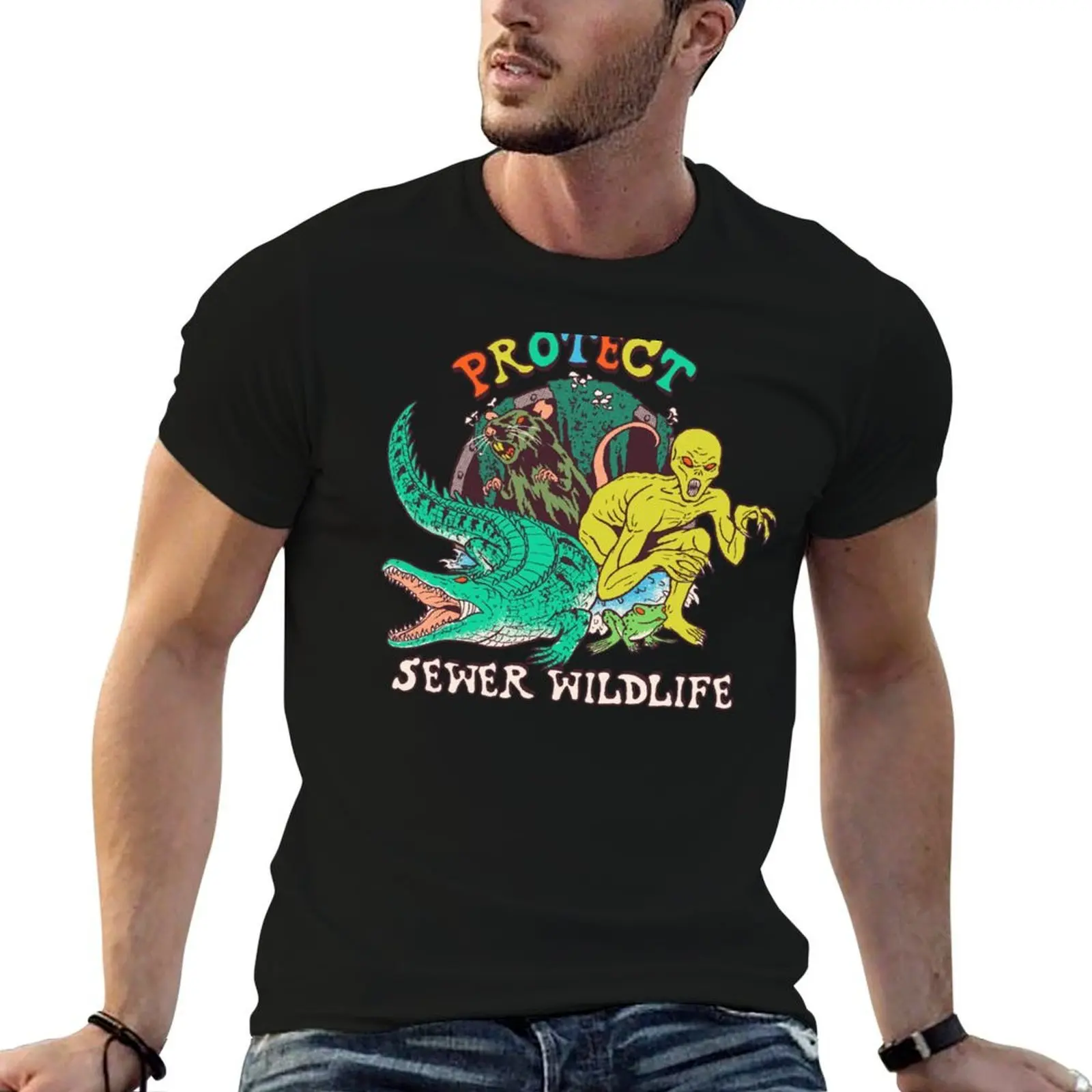 

Protect Sewer Wildlife T-Shirt man t shirt graphic t shirts for man pack cotton man t shirt cotton high quality T-shirt