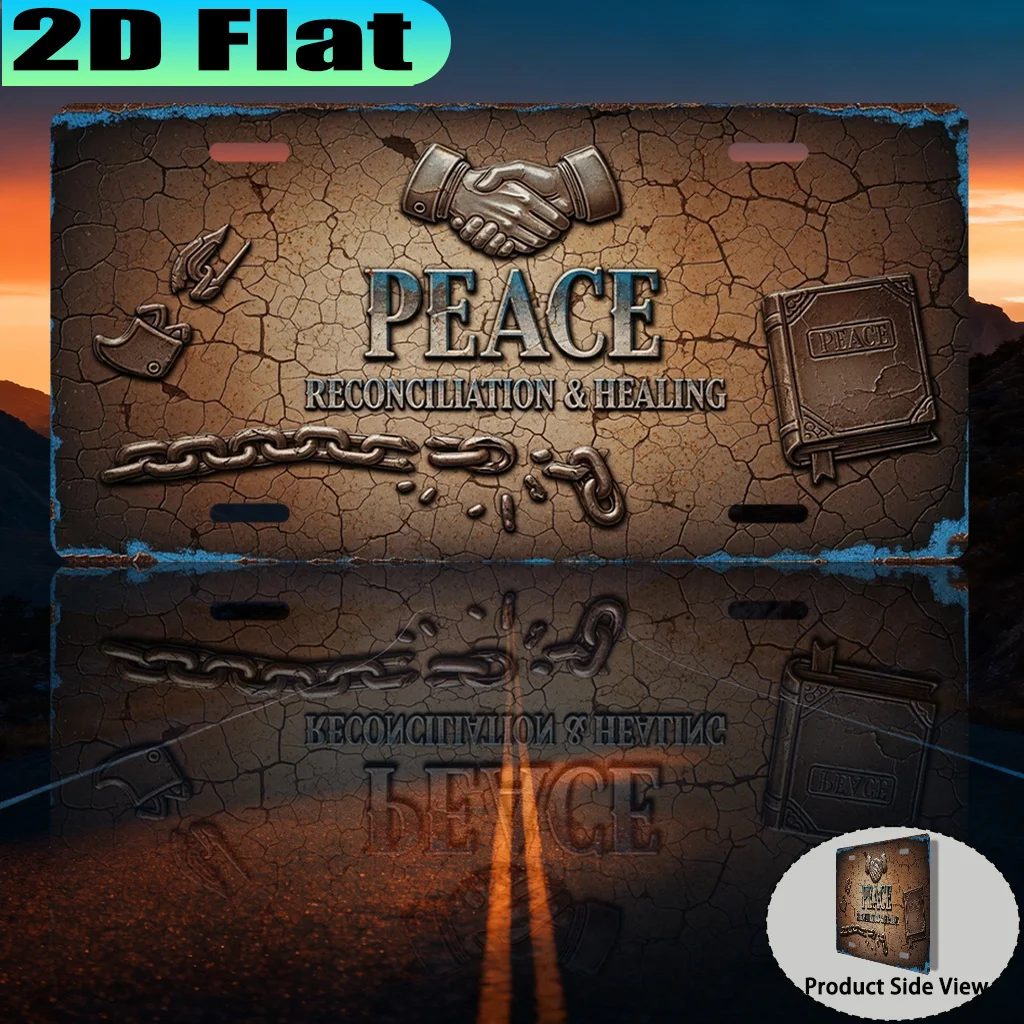 2D Flat, [2D Flat] 1pc, Peace Reconnection and Harmony Vintage Aluminum Sign (12 X 6in), for Decorative Purposes Only, Peace Fes